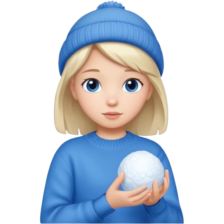 kid girl with sweater holding snowball emoji
