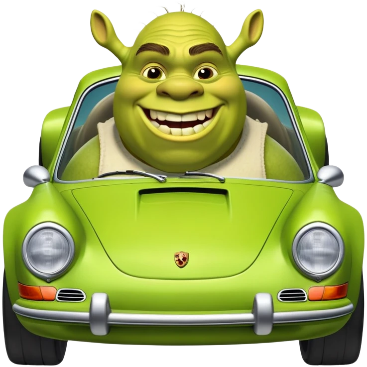 Shrek in a Porsche 911 emoji