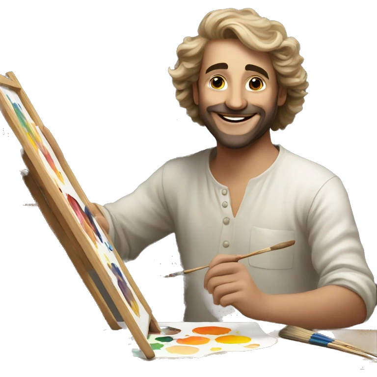 Happy French Artist Painting  emoji