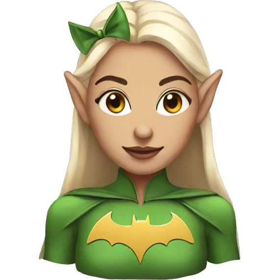 Female elf with batman mask emoji