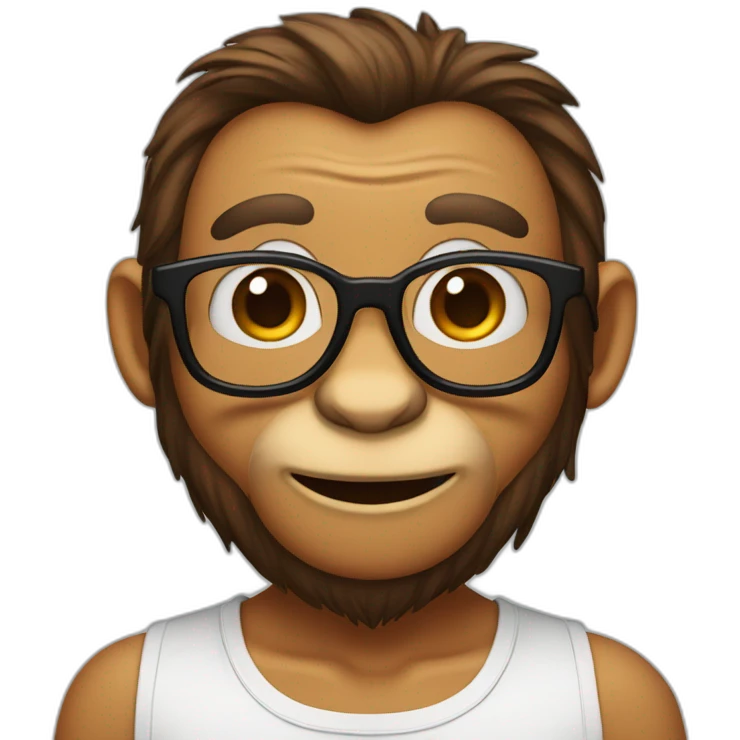 Monkey with glasses & beard & birthmark on forehead emoji