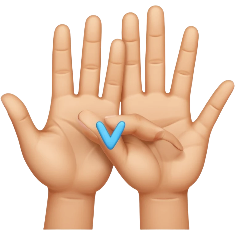 W V as hand signs. 5 fingers on each hand emoji
