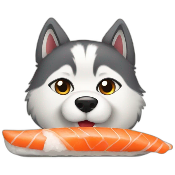 husky with sushi emoji