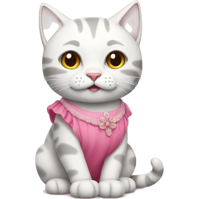 Cat whit a pink dress  emoji