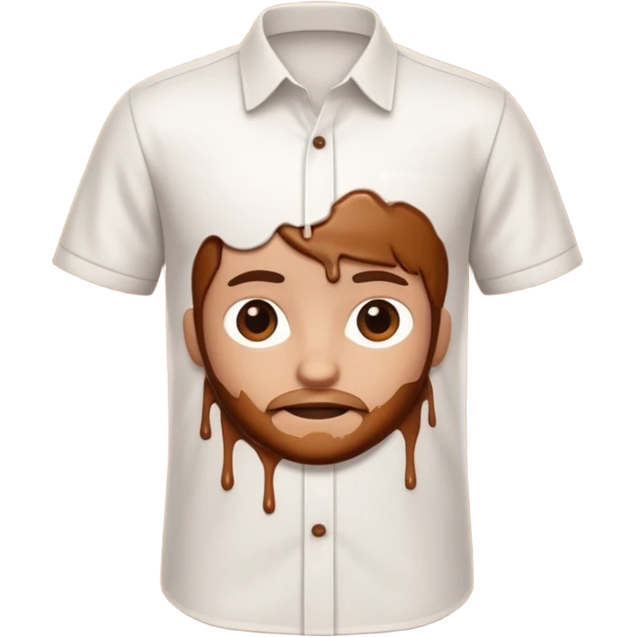 A 3D cartoon white shirt with a brown soil stain in the center, smooth fabric texture, bright lighting, realistic Memoji-style look. emoji