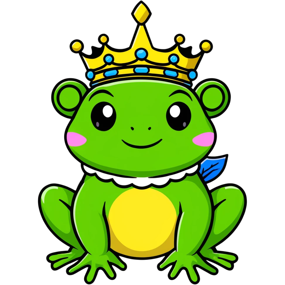 cartoon frog king with a crown and magical aura emoji