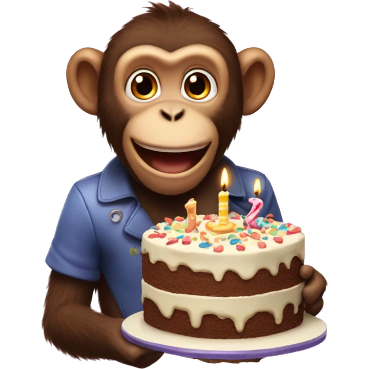 monkey with birthday cake  emoji