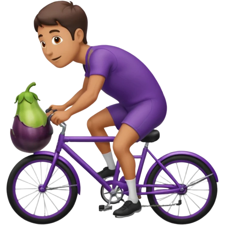Guy riding a eggplant like a bicycle emoji