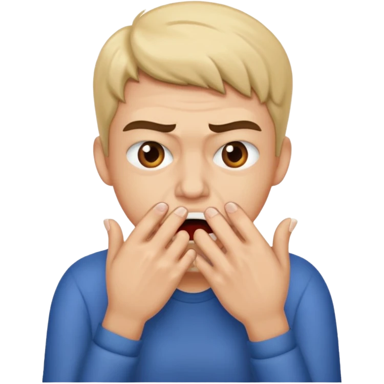 Emoji biting teeths together, while biting his nails. Make itlook afraid. emoji