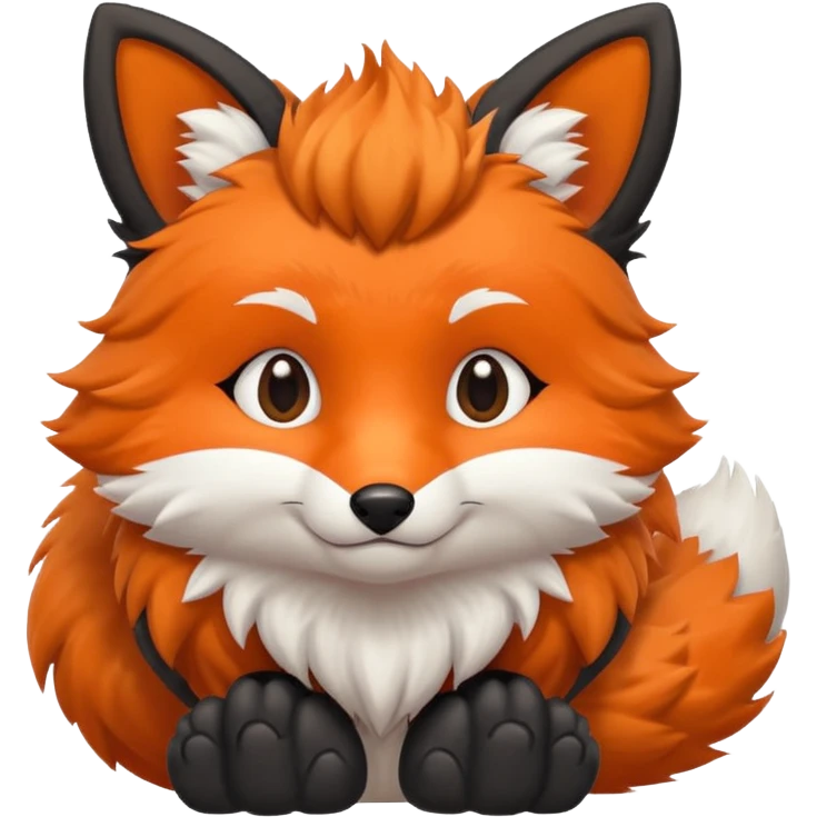 Floofy the Creampuff fox blackish gray fur color chubby Black paws orange color 3 tails emoji