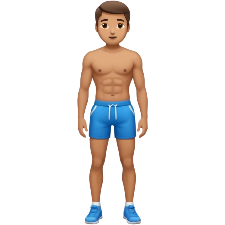 man in small shorts with a large bulge in his crotch emoji