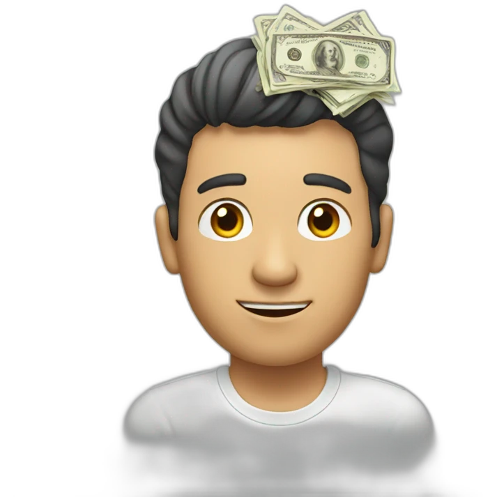 man with cash behind head emoji