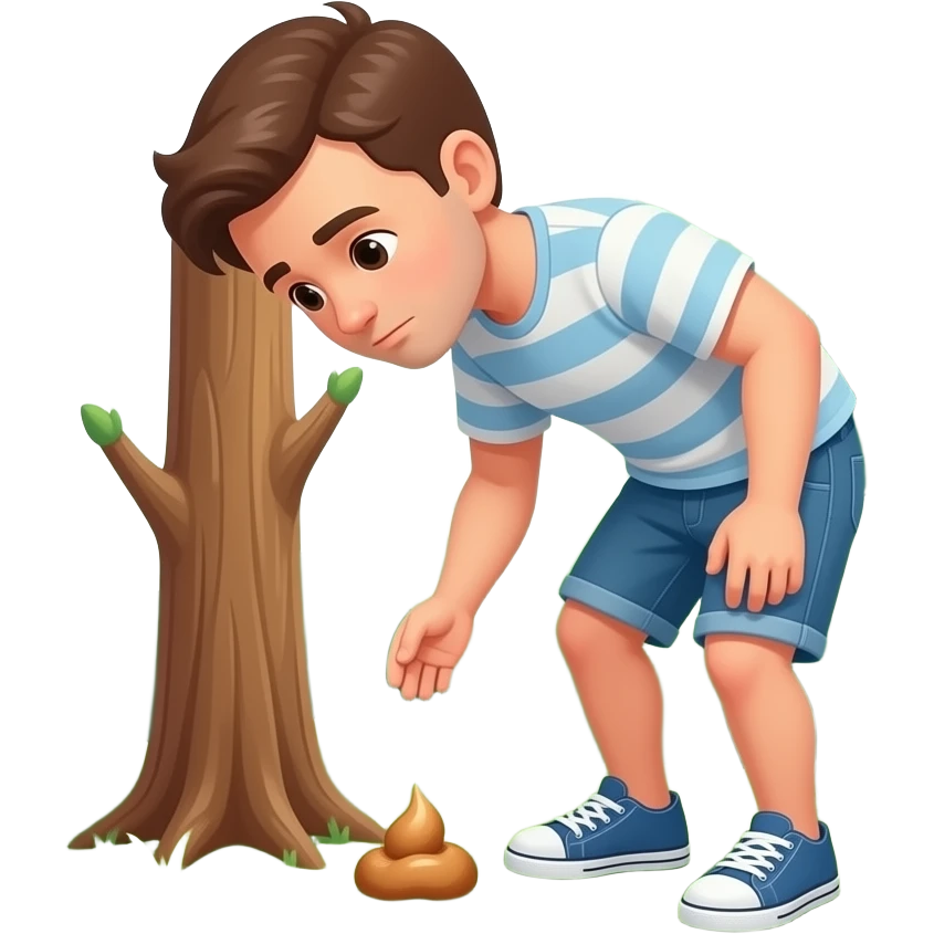 A man taking a shit in the woods emoji