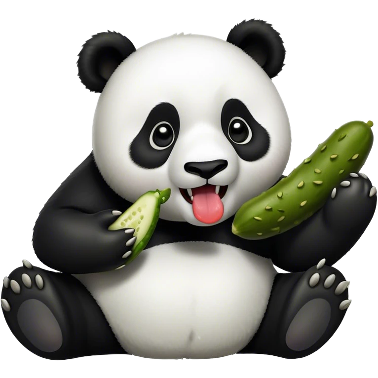 A panda eating a pickle  emoji