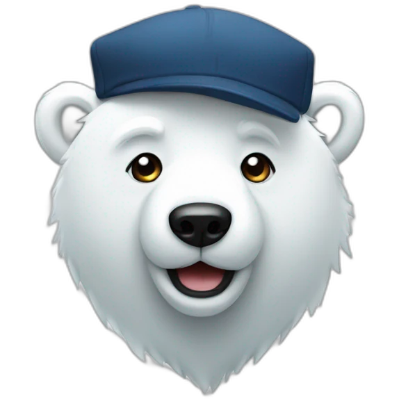 Make a welcome emoji of a polar bear with a cap, the cap says Airelect JM  emoji