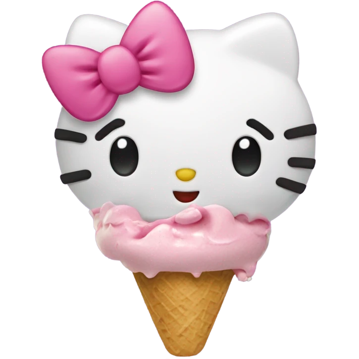 Hello kitty eating ice cream emoji