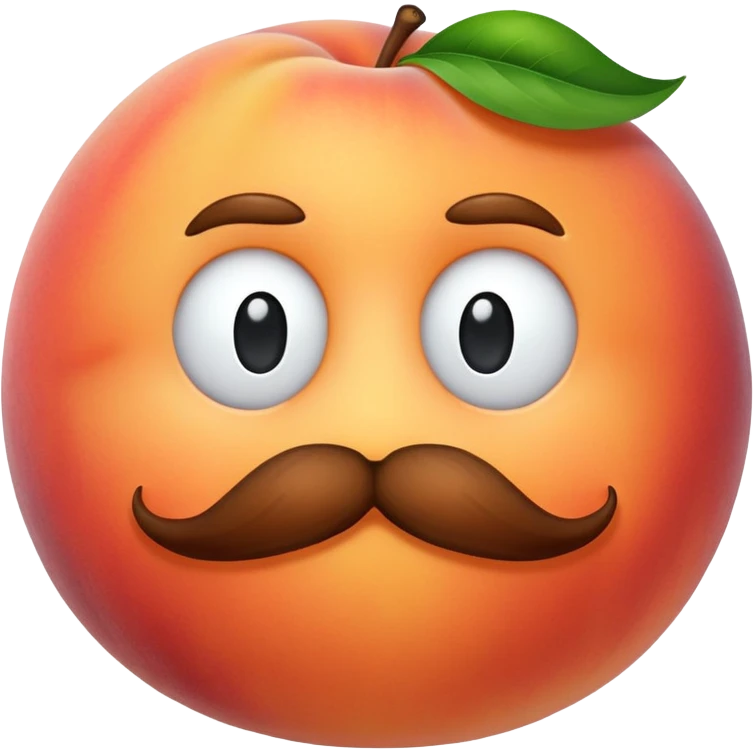 A peach with a mustache, without eyes emoji