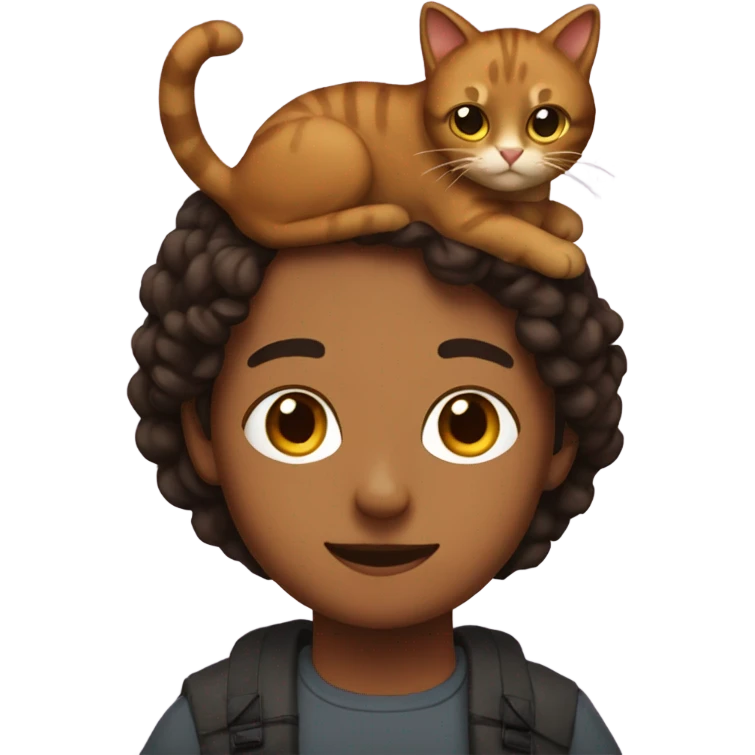 Me with a brown cat on my shoulders emoji