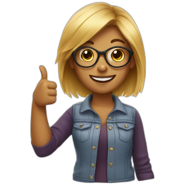 girl with hair glasses thumbs up emoji