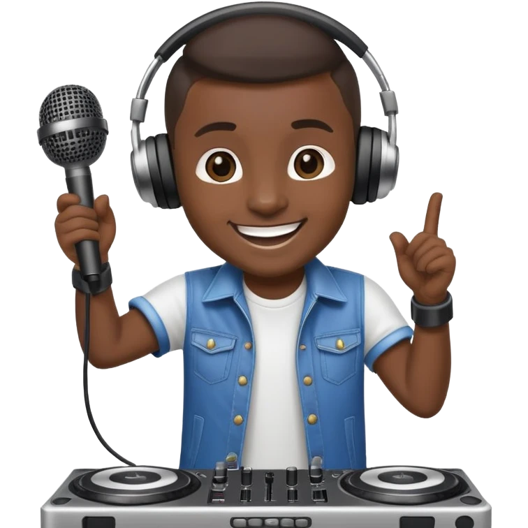 playful DJ dancing with a microphone emoji
