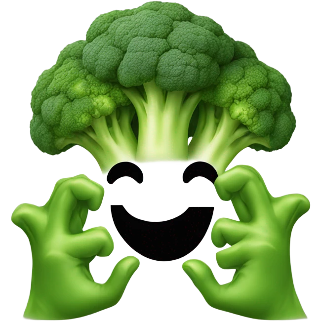 Very sad broccoli with hands emoji
