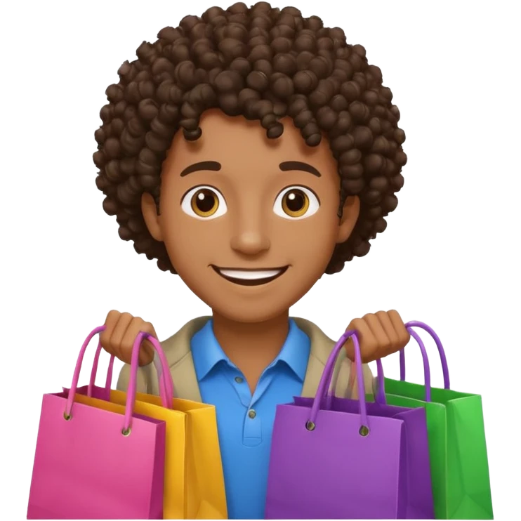 black man with curly hair shopping emoji