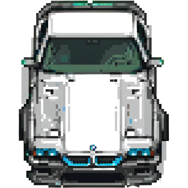 BMW M8 Black edition car, pixel art style, front view emoji