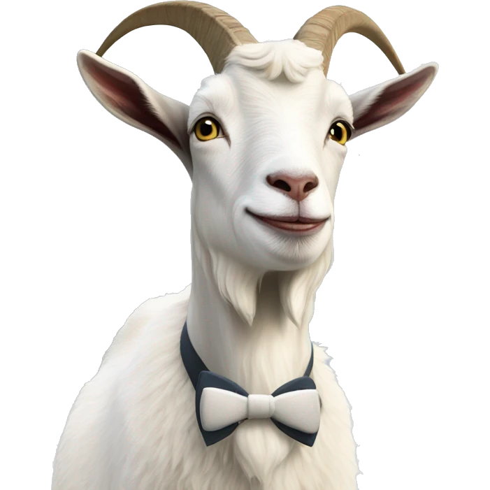farm goat with a white bow tie in the snow emoji