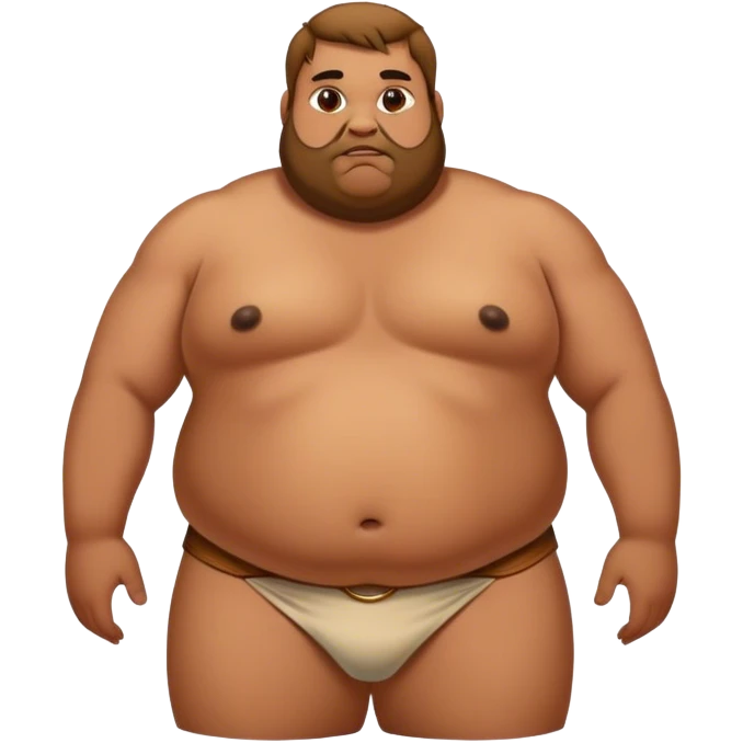 Fat man laying on belly wearing loin cloth  emoji