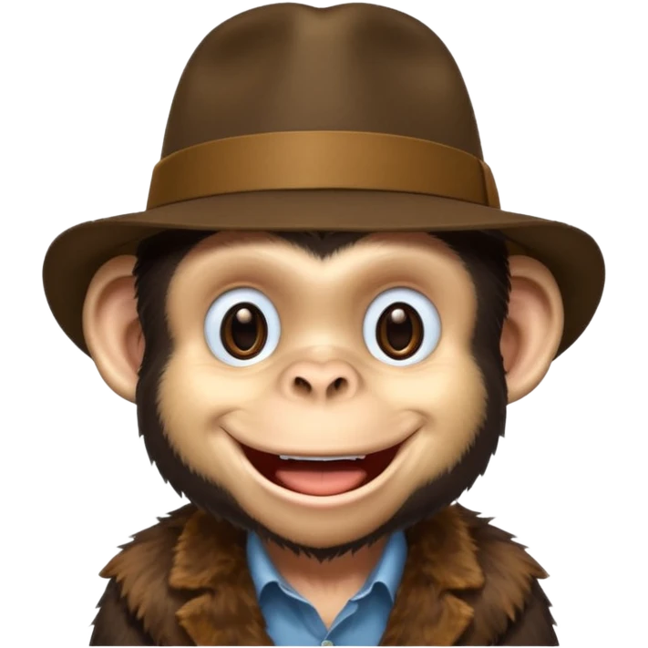 Chimp in a fedora emoji