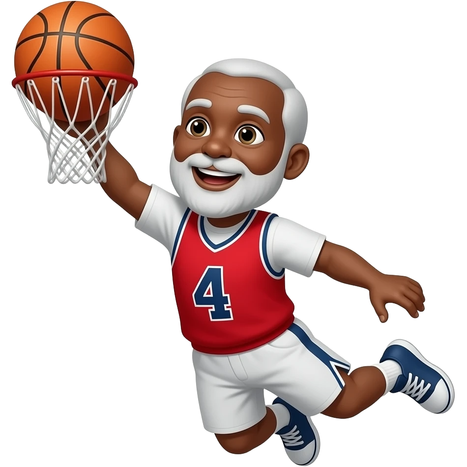 Black grandpa dunking basketball  emoji