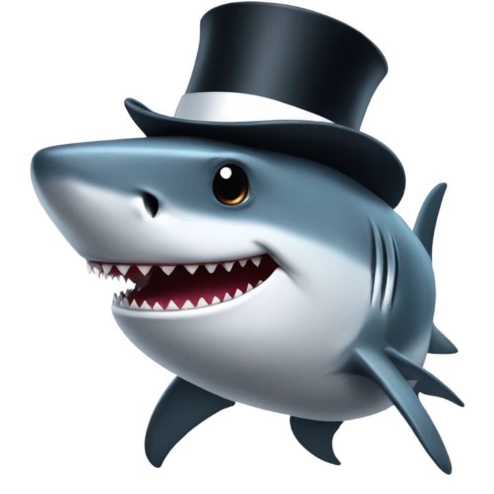 Shark with a top hat emoji