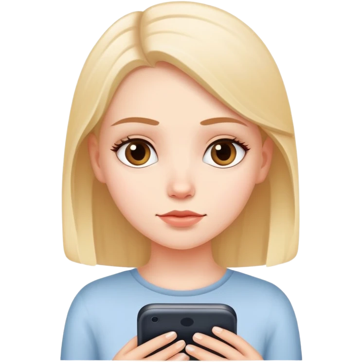 beautiful white girl waiting for text emoji