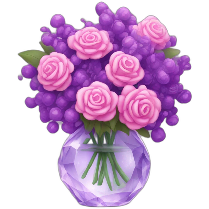 pink and purple bouquet in crystal vase emoji