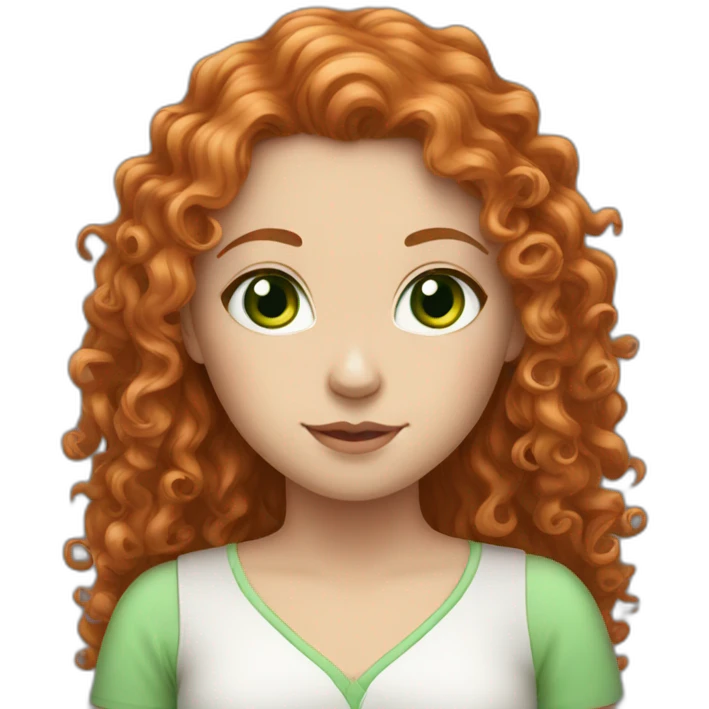 Long Red curly haired white girl with green eyes emoji