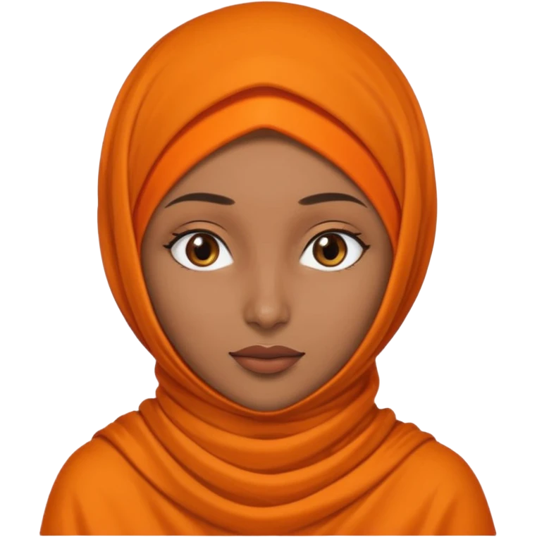 brown skin woman with orange hijab head and neck only emoji