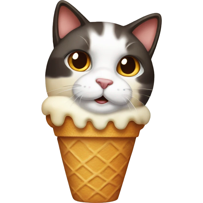 Icecream with calico cat emoji