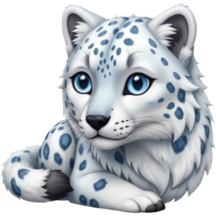 Hyper-realistic furry soft smooth elegant Snow-leopard-Arctic-wolf-arctic-fox-fusion-hybrid-animal-creature, full body emoji