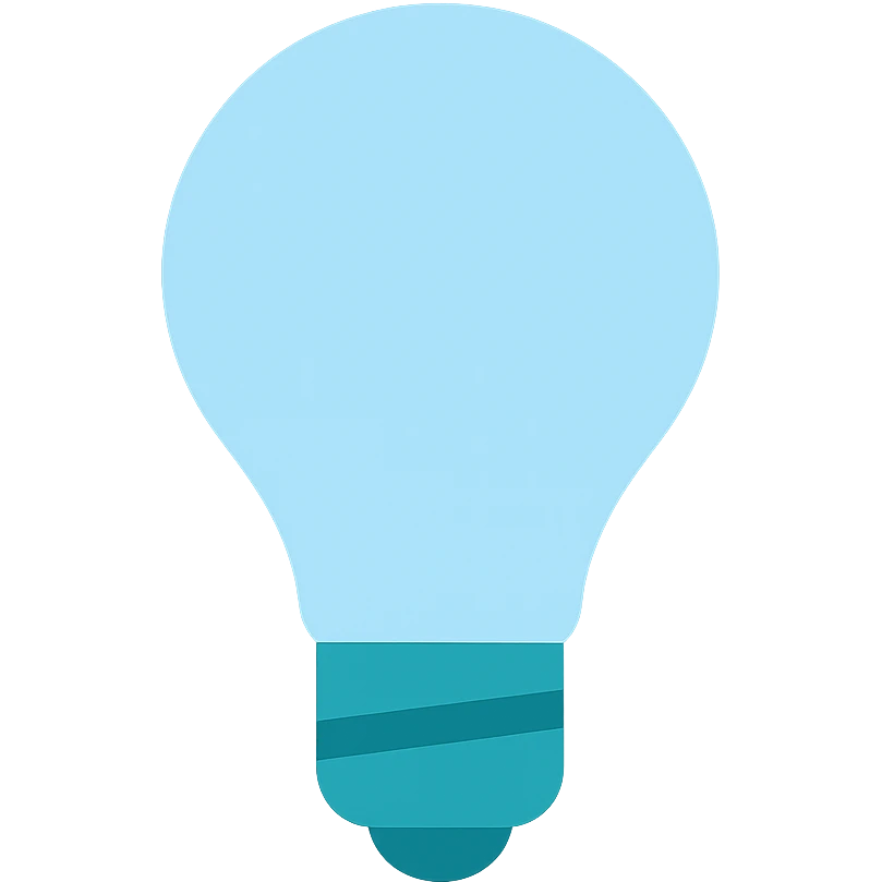 Light bulb icon,  flat emoji style, outline with blue and turquoise colors emoji
