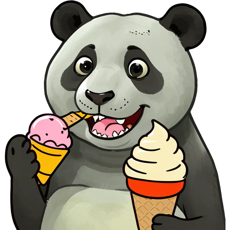 Panda eating ice cream emoji
