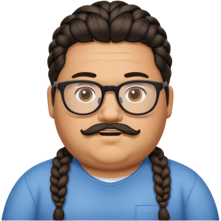 I want an emoji of a chubby person with glasses and a beard, with braided hair and a black beard emoji