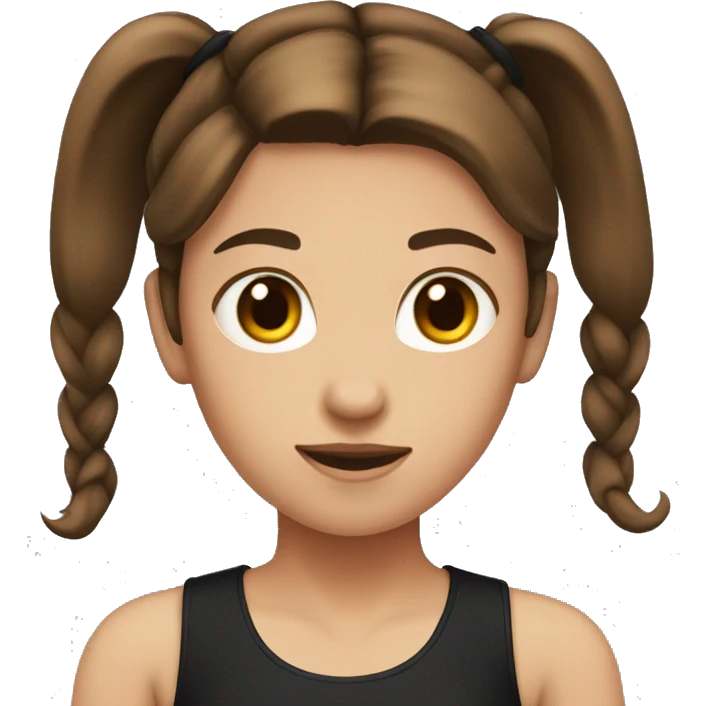 girl with brown hair in a ponytail and a black sleeveless shirt emoji