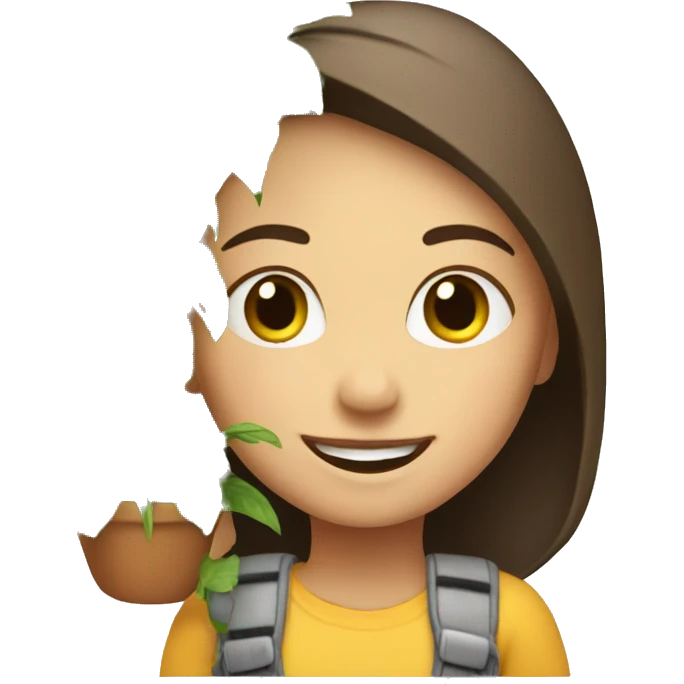 smiling girl with indoor plant emoji