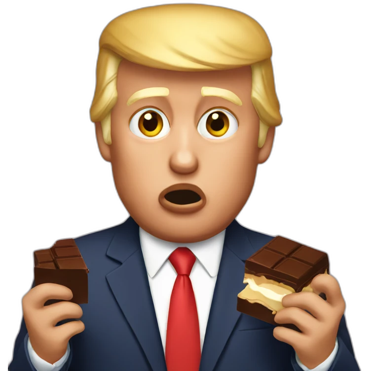 Donald Trump eating chocolate emoji