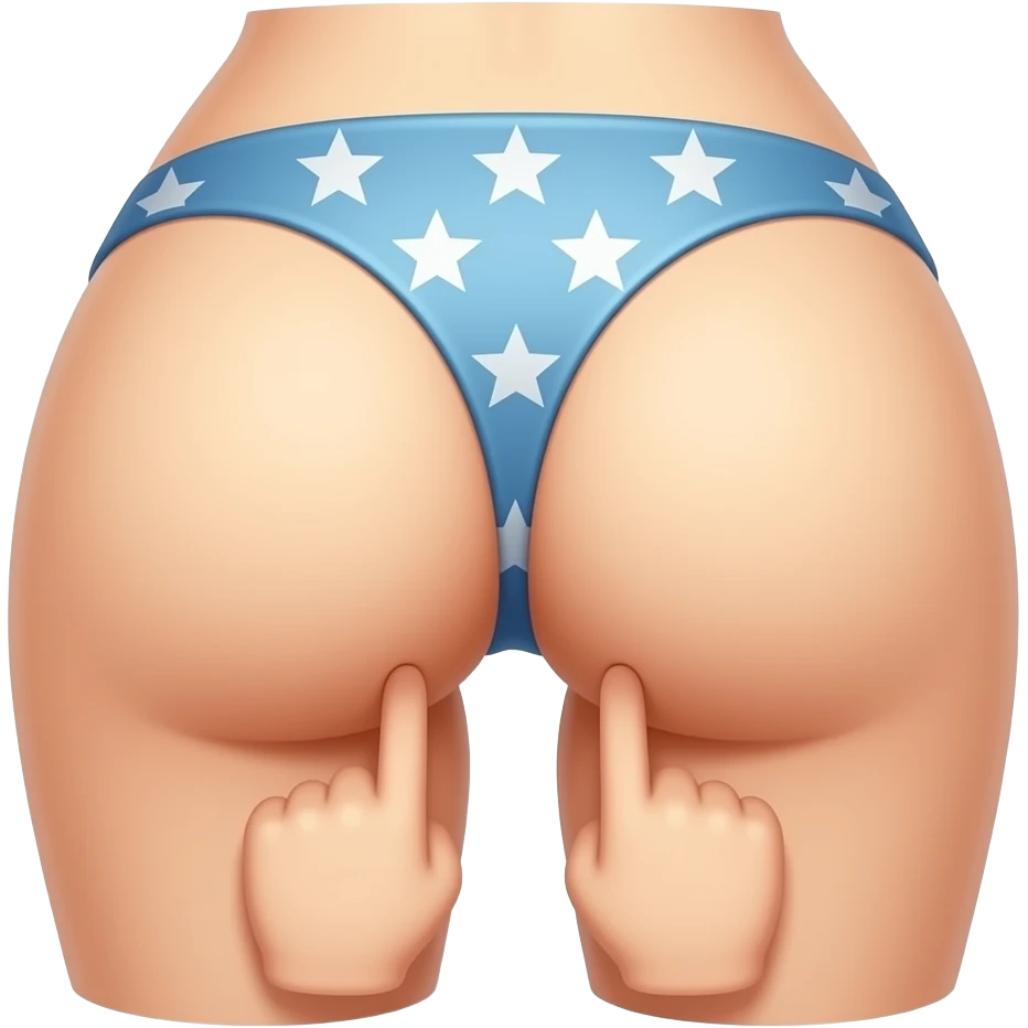 Emoji style butt cheeks with pointer finger going in between buttcheeks emoji