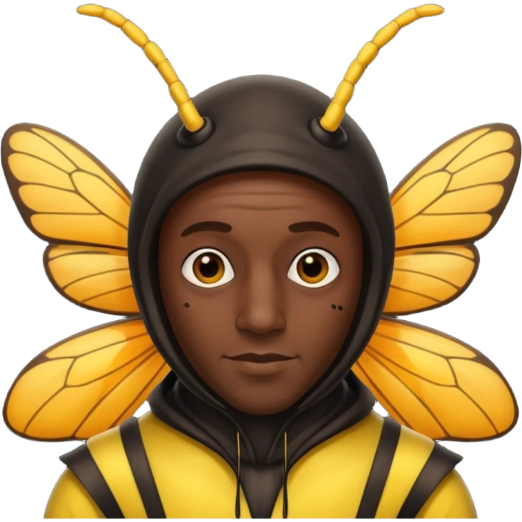 black  insect costumed man emoji