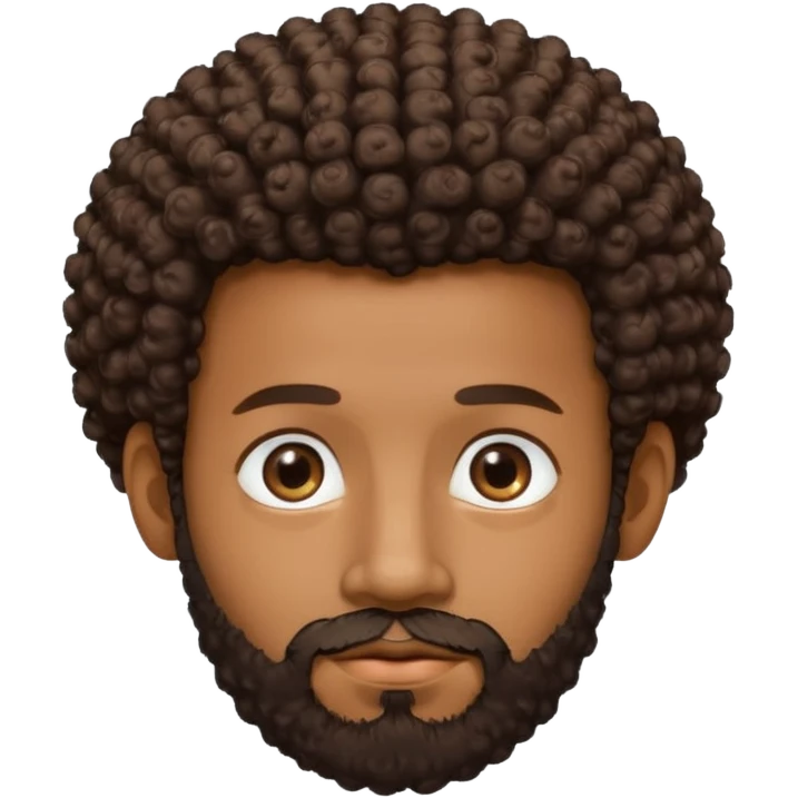 brown skin man with beard and a tiny curly  Afro fade with dark dark brown eyes  emoji