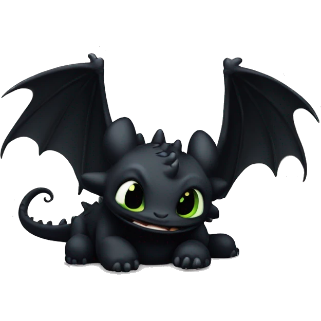 White toothless laying on he back and black toothless cuddling her emoji
