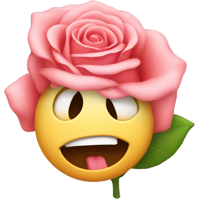 Emoji with rose in mouth emoji