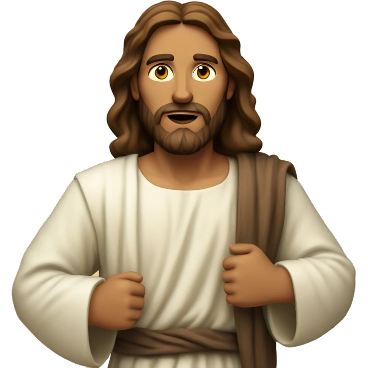 focused Jesus running quickly, with a large stride emoji